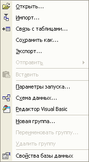 Контекстное меню со списком панелей команд
