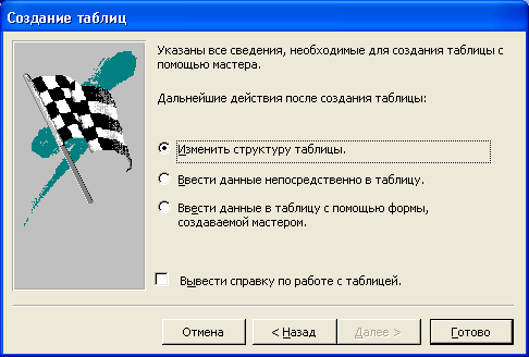 Четвертое окно Мастера таблиц