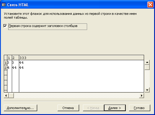 Первое диалоговое окно Мастера присоединения документов HTML