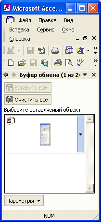 Панель Буфер обмена