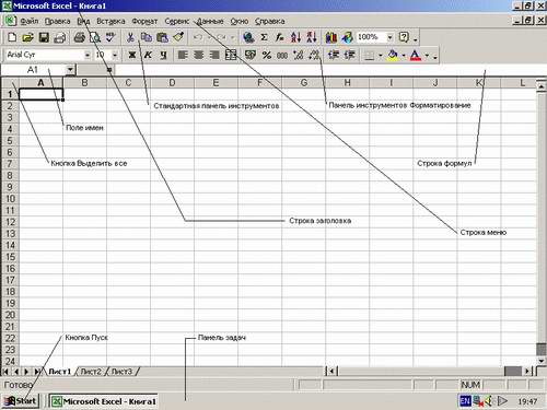 Окно программы Microsoft Excel