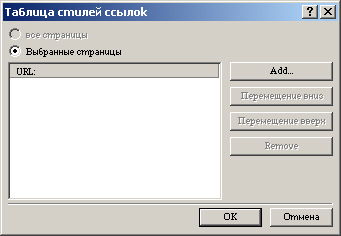 Диалоговое окно Связать с таблицей стилей