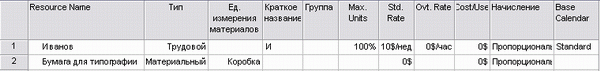 После выбора типа ресурса поля заполняются значениями по умолчанию