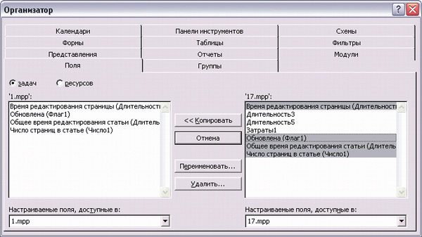 Ранее созданные поля перенесены в новый файл проекта