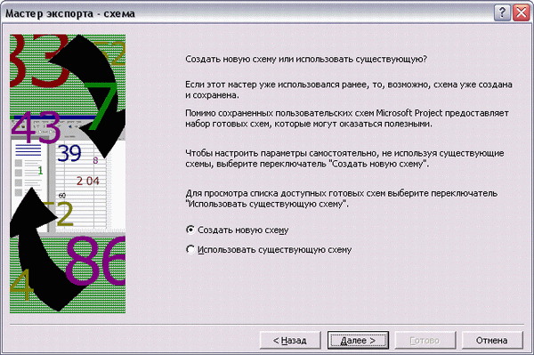 Выбор схемы экспорта данных
