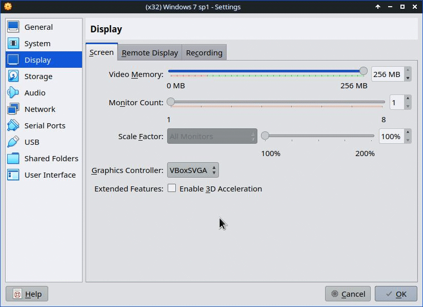 Настройка 3D-ускорения в VirtualBox