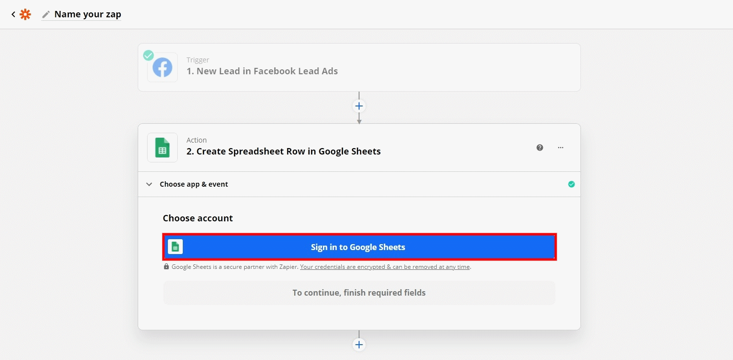 Подключение аккаунта Google Sheets